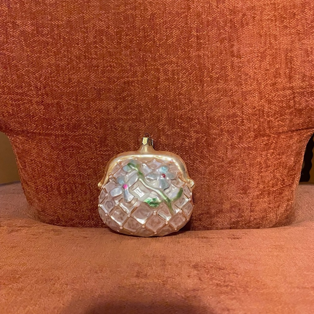 Christopher Radko Her Purse Glass Ornament with Floral Design